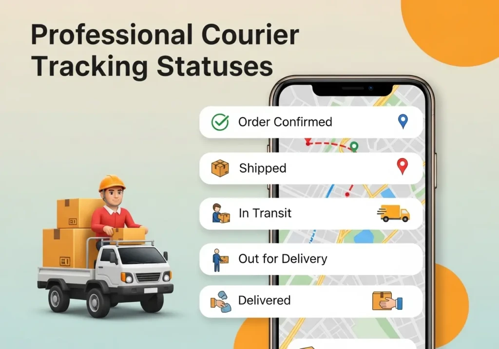 Professional courier tracking status